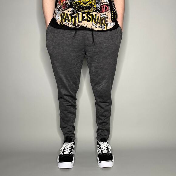 Adidas Sweatpants Dark Heather Grey Joggers Black Logo Ankle Zippers to Flare - Picture 2 of 4